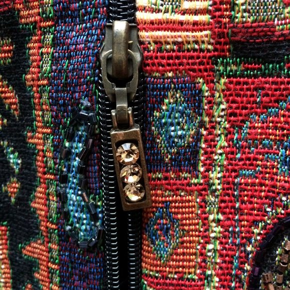 Joseph Ribkoff Trends Womens Beaded Tapestry Jacket Medium Multicolor Full Zip - Picture 12 of 12